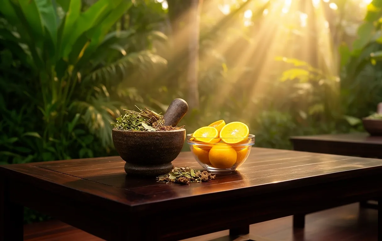 Natural botanical ingredients representing Alam Sehat